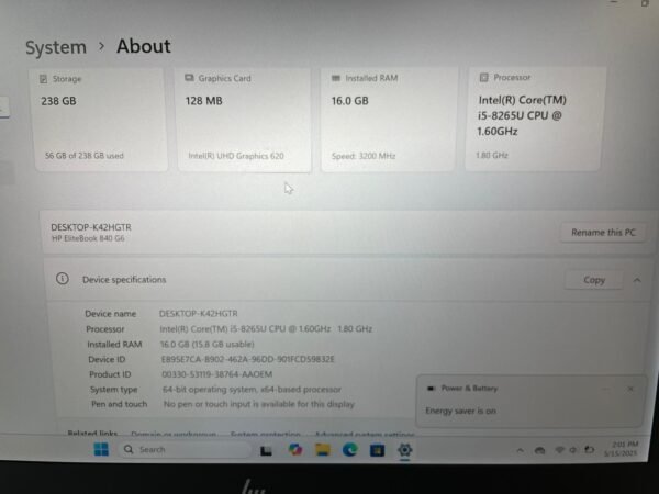 HP EliteBook 840 G6 16GB/256GB - Image 4