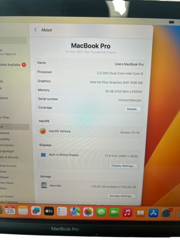 MacBook Pro 13″ 2017 Dual-Core Intel Core I5 16GB/256GB - Image 5