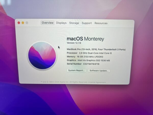 MacBook Pro 13″ TB 2016 Dual-Core Intel Core i5 16GB/512GB - Image 5