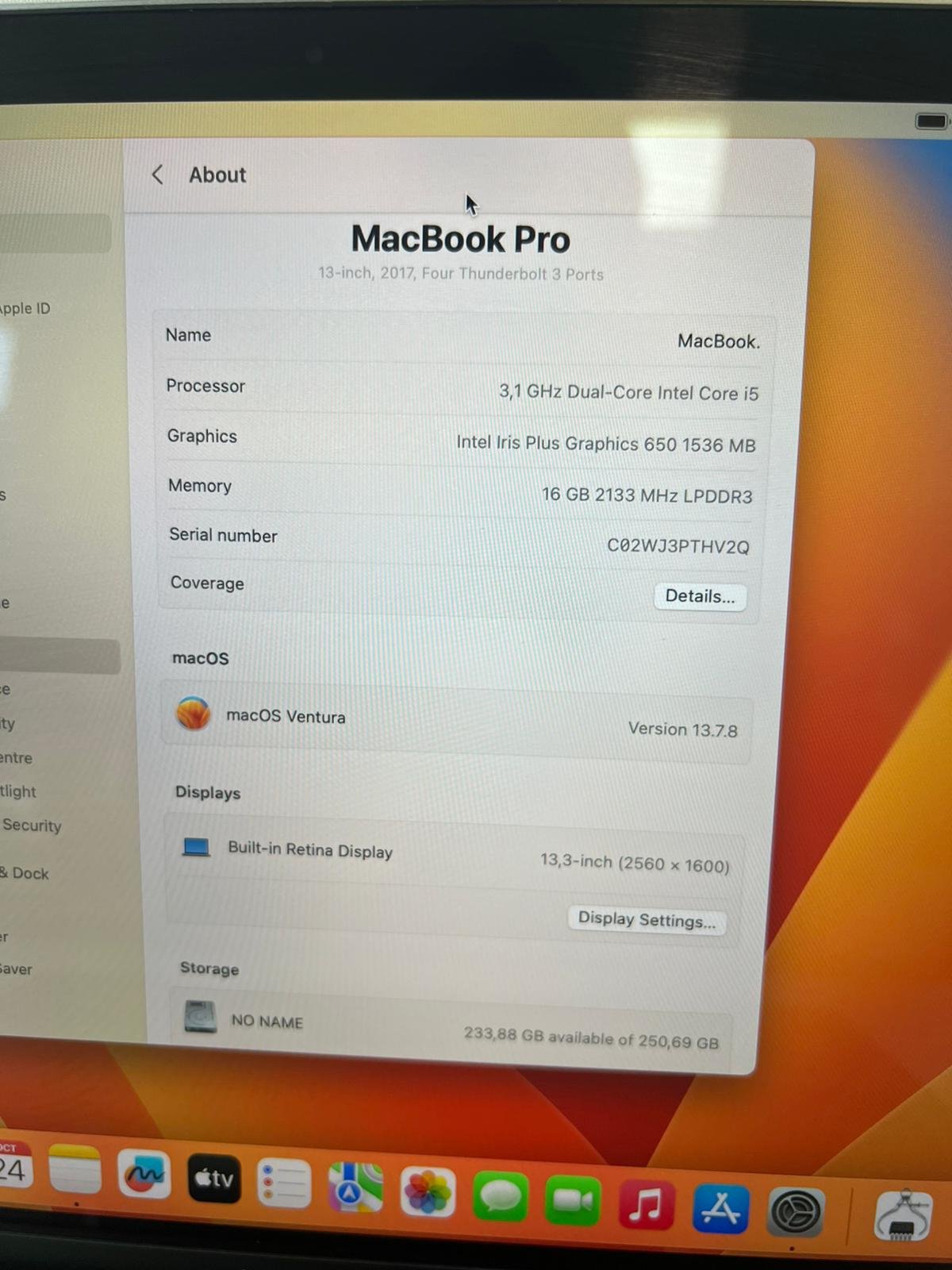 MacBook Pro 13″ TB 2017 Dual-Core Intel Core I5 16GB/256GB - Image 4