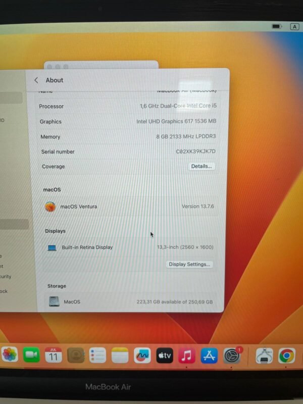 MacBook Air 13″ 2018 Dual-Core Intel Core i5 8GB/256GB - Image 5