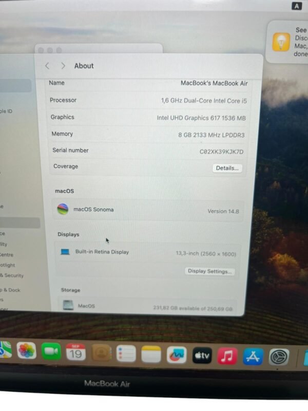 MacBook Air 13″ 2018 Dual-Core Intel Core i5 8GB/256GB - Image 3