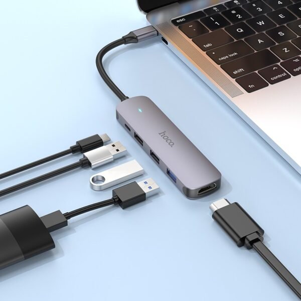 Jungčių stotelė Hoco HB27 USB Type-C, HDMI - Image 4