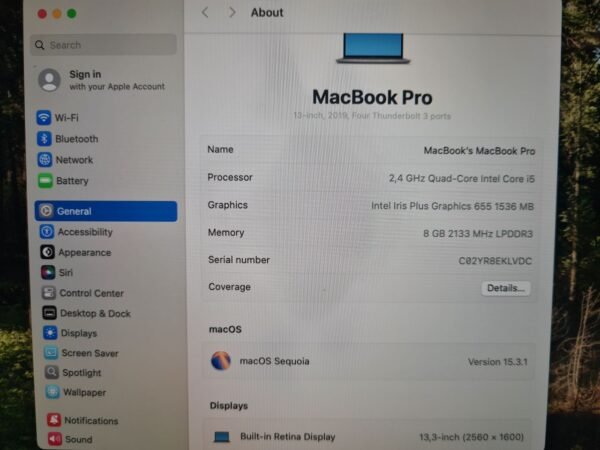 MacBook Pro 13″ TB 2019 Quad-Core Intel Core i5 8GB/256GB - Image 5