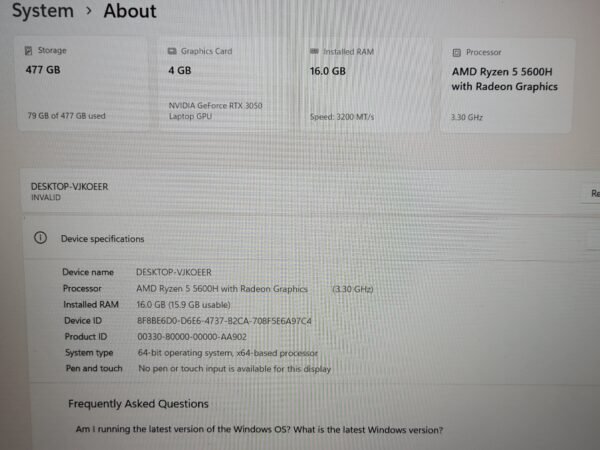 Lenovo Legion 5 15ACH6 / Ryzen 5 /16GB RAM / 512GB SSD - Image 6
