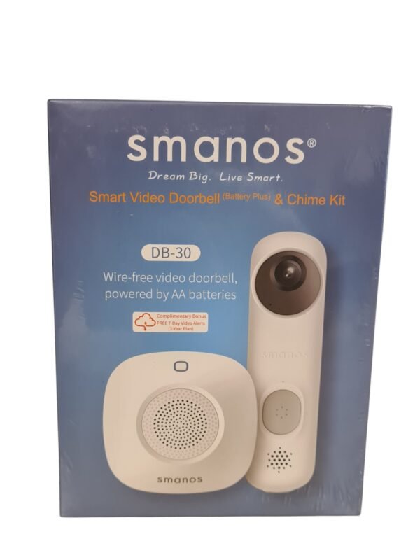 SMANOS (DB-30) Smart Video Doorbell (Battery Plus) & Chime Kit (NAUJAS) - Image 3
