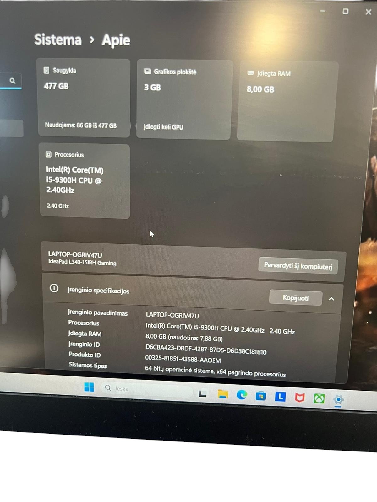 Lenovo L340 - i5-9300H / 8GB / 512GB / GTX 1050 - Image 4
