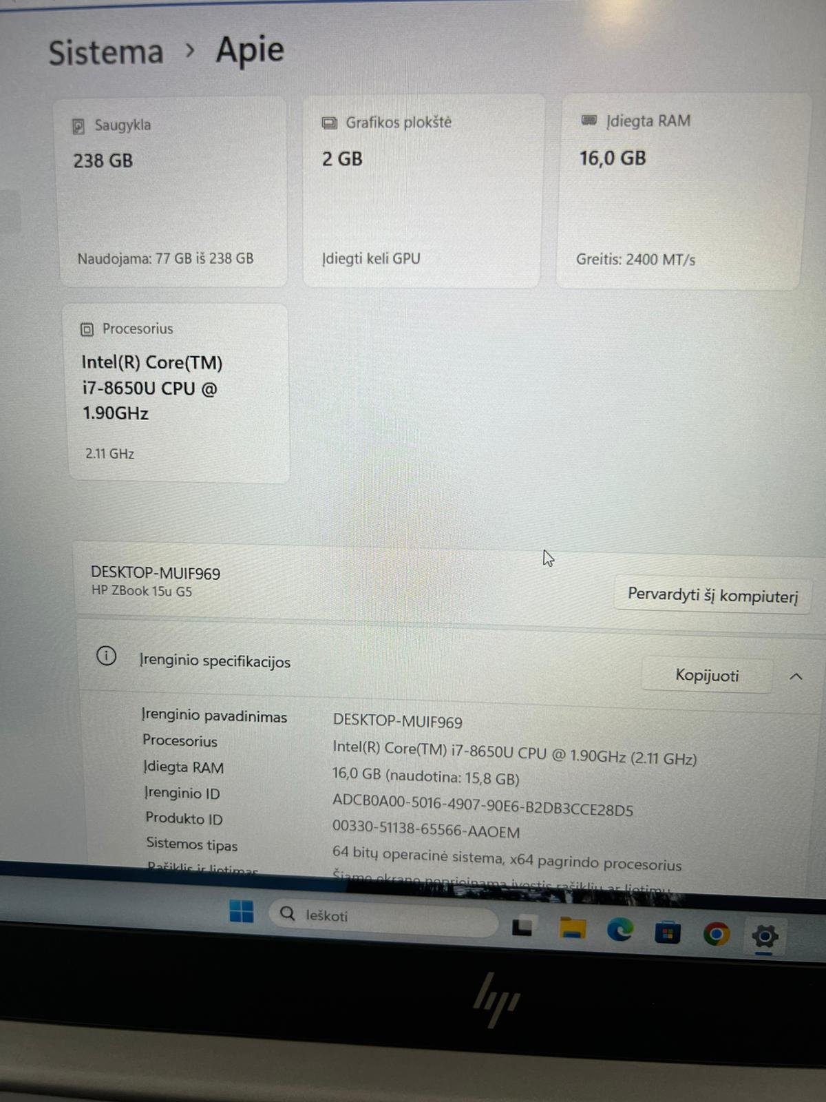 HP ZBook 15u G5 - i7-8650U / 16/256GB / Radeon Pro WX 3100 - Image 3