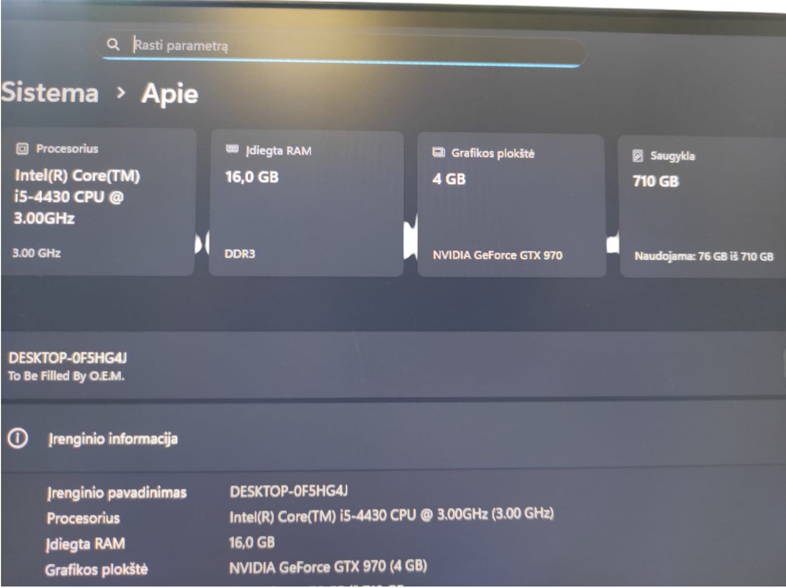 PC stacionarus - Intel i5 / 16GB RAM / 450GB SSD / GTX 970 - Image 6