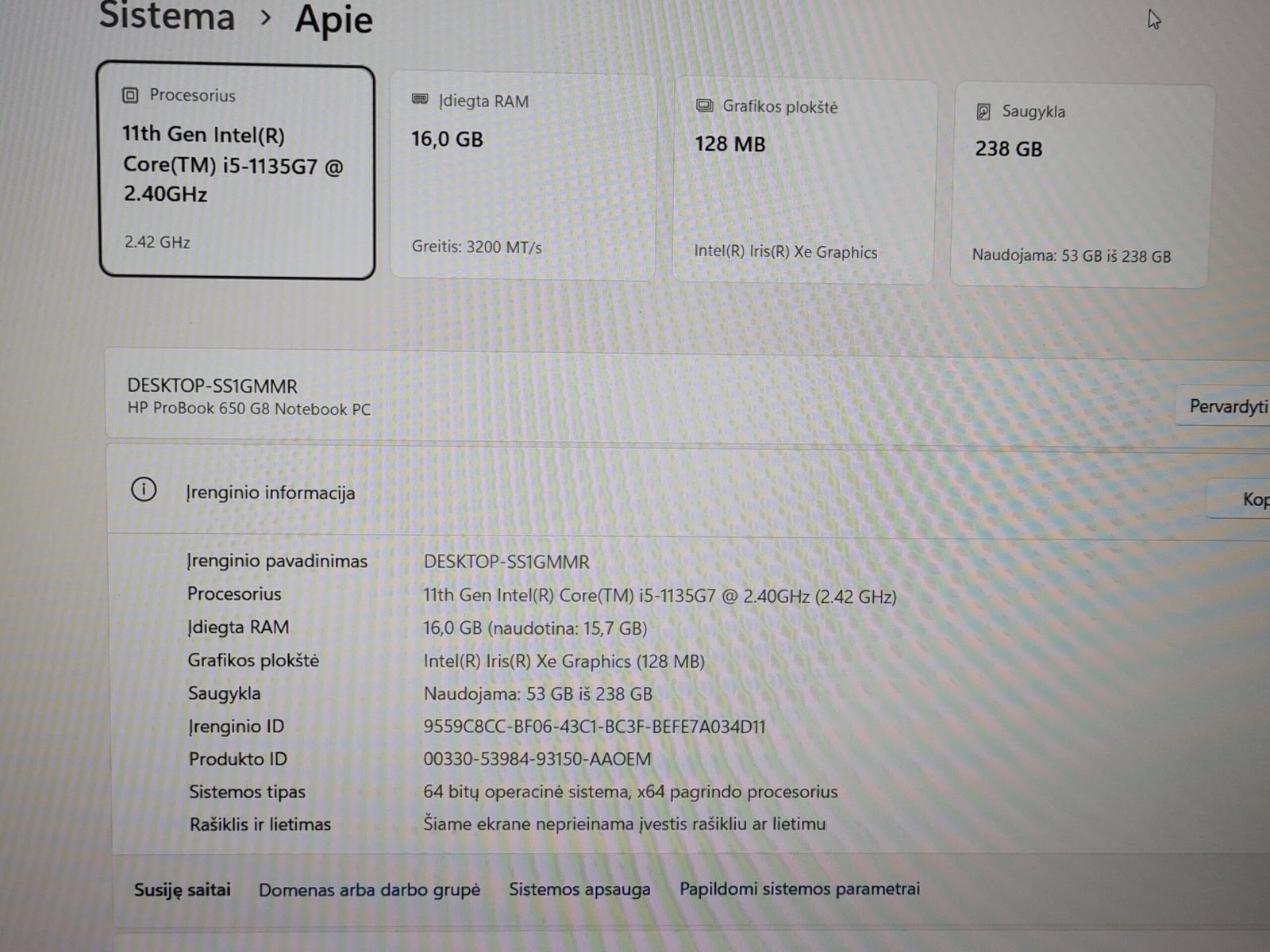 HP ProBook 650 G8 - i5-1135G7 / 16GB RAM /256GB SSD - Image 4