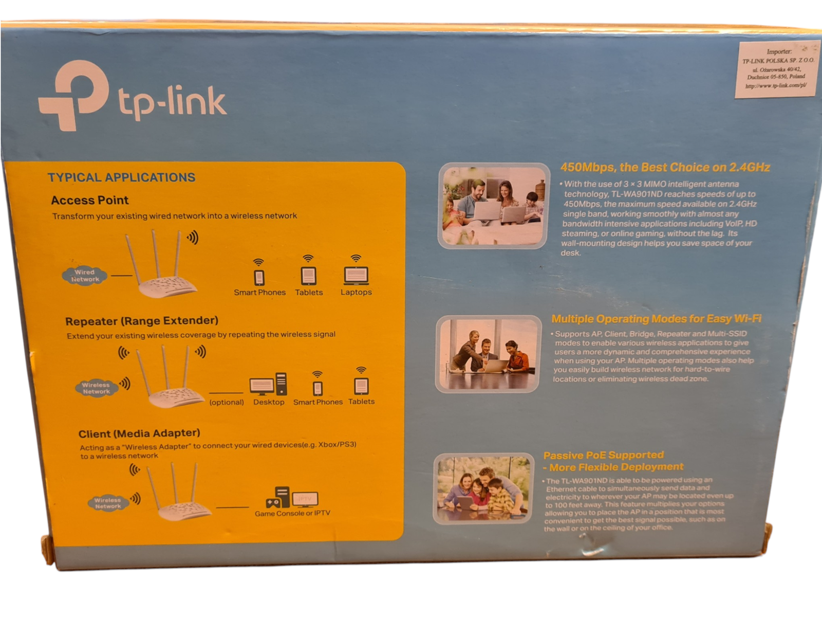 TP-Link TL-WA901ND 450 Mbps belaidžio tinklo prieigos taškas - Image 3