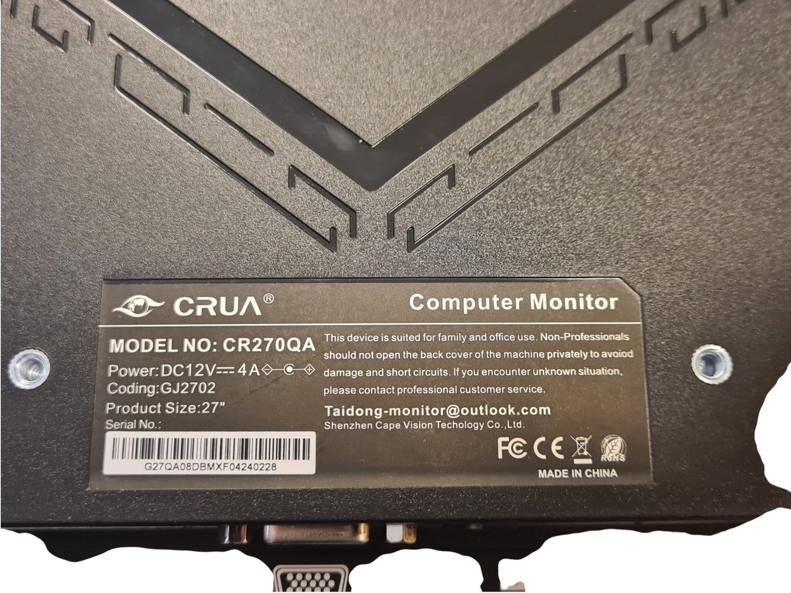 Monitorius CRUA CR270QA | 27″ | FHD | VA | 280Hz | Curved - Image 6