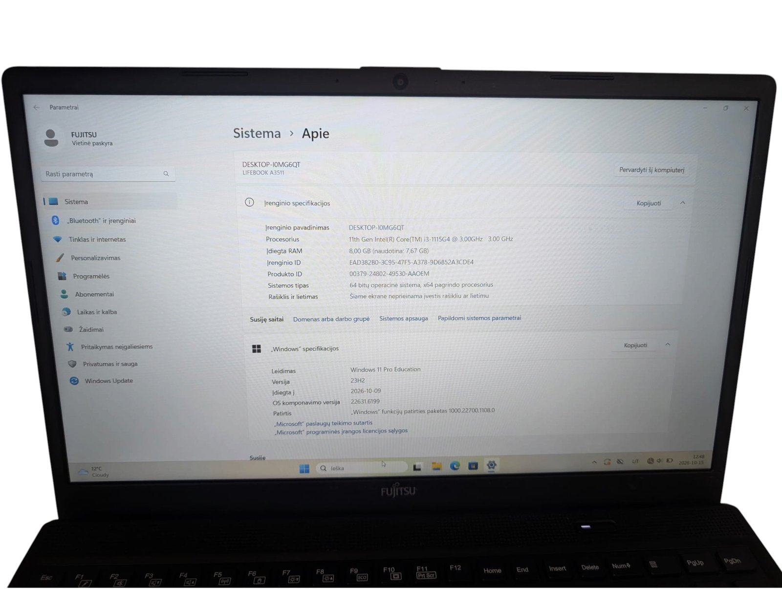 Fujitsu A3511 / i3-1115G4 / 8GB / 256GB SSD / 15.6" FHD - Image 3